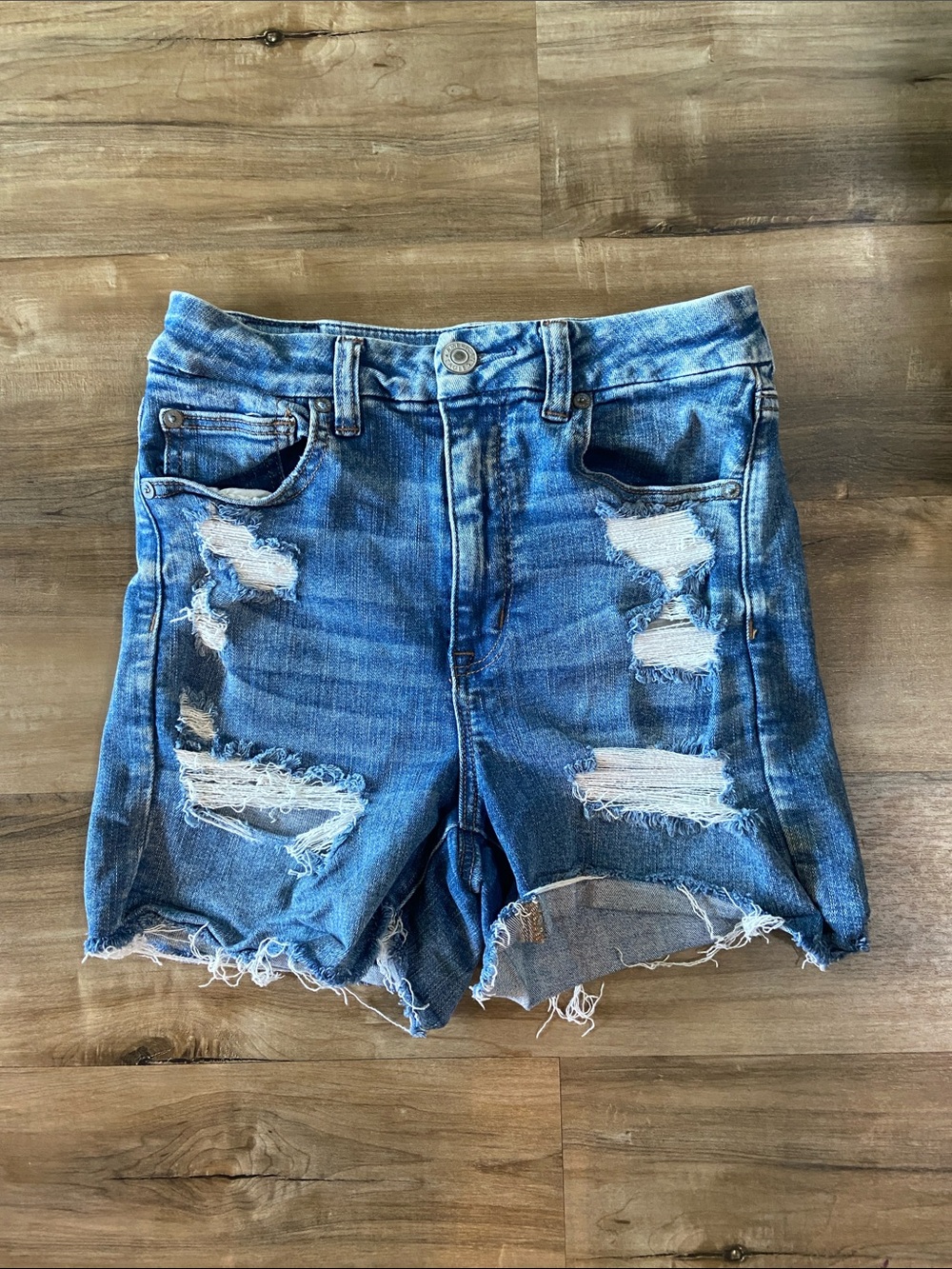 American Eagle Outfitters Distressed Blue Denim Jean Shorts